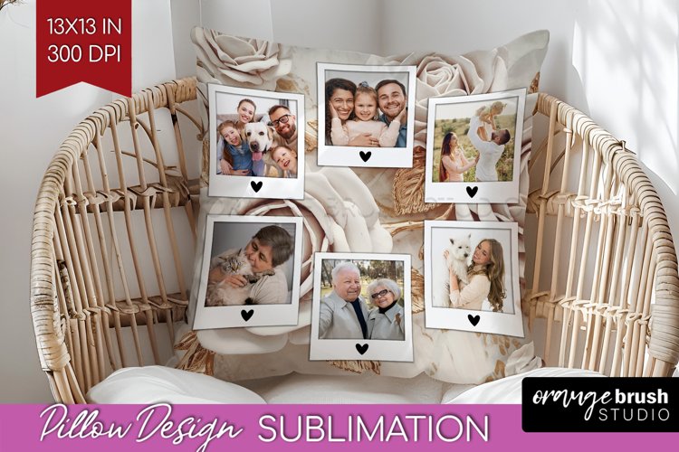 Rose Photo Pillow PNG - Floral Picture Frame Pillow Cover