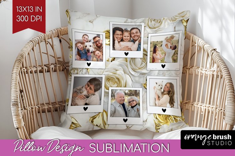 Rose Photo Pillow PNG - Floral Picture Frame Pillow Cover