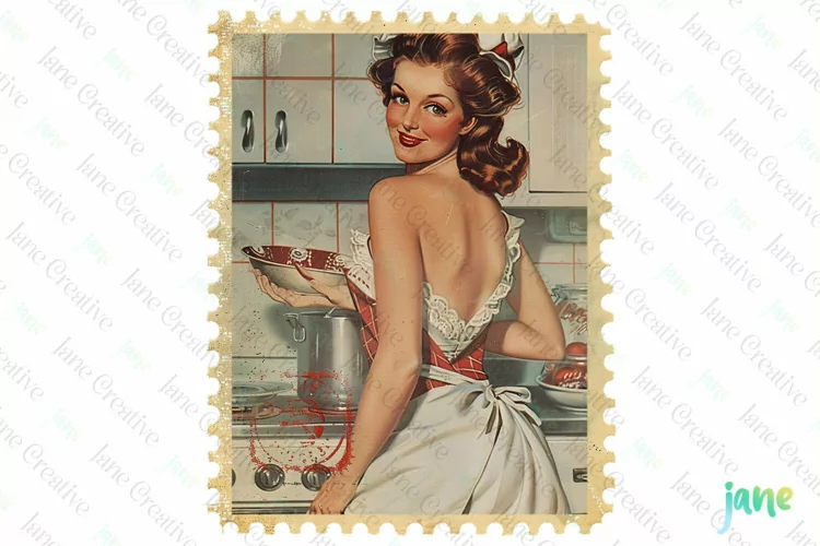 Pin-Up Girl Postage Stamps Sublimation