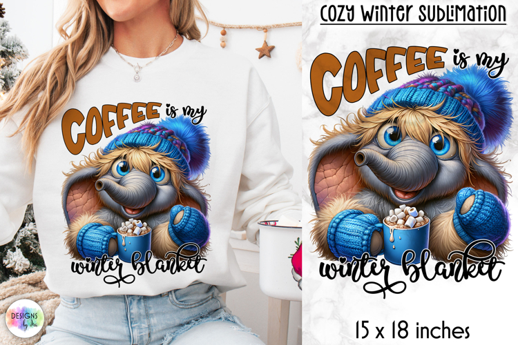 Cute Winter Animal Sublimation, Hot Cocoa Quote PNG, Cozy