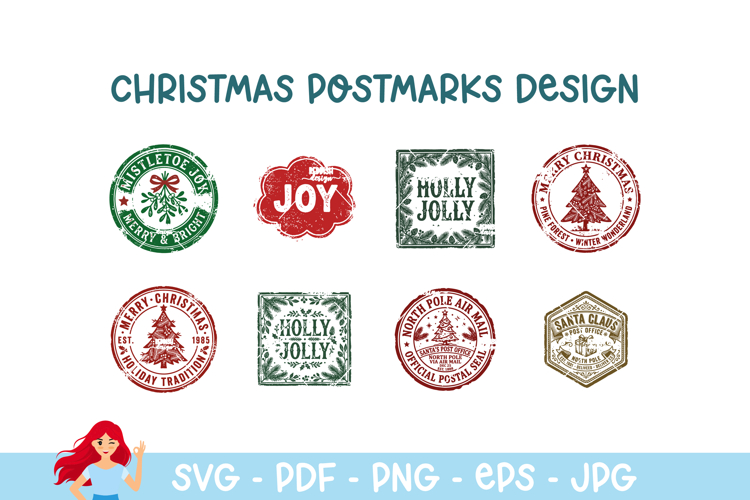 Christmas postmark, mail delivery stamps
