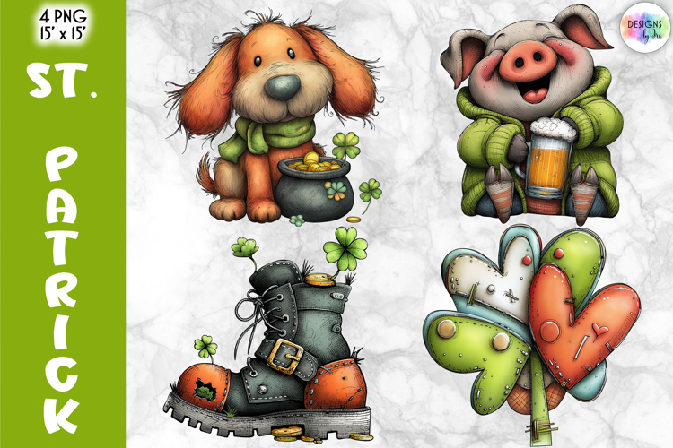 St. Patrick’s Day Clipart, Cute Lucky Animals & Irish Icons