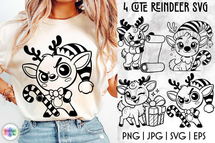 Funny Reindeer SVG, Cute Christmas Reindeer Clipart