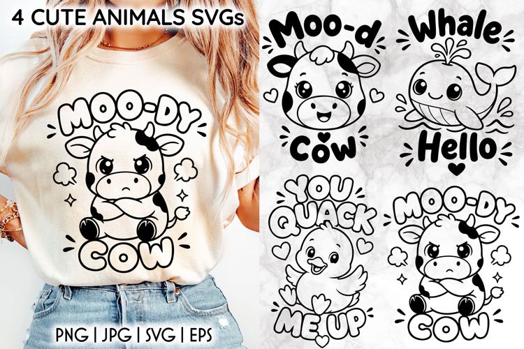 Baby Animals SVG, Funny Quotes PNG, Cartoon Animals Clipart