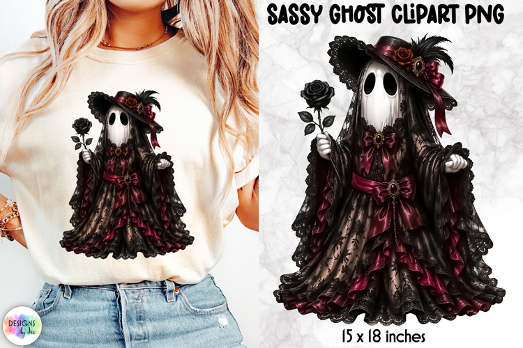 Gothic Victorian Ghost PNG Elegant Halloween Clipart