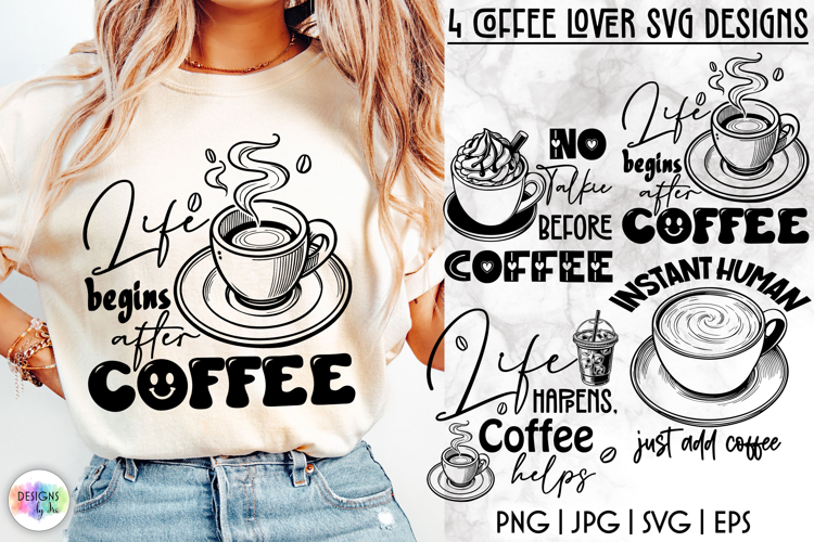 Coffee Lover SVG, Funny Coffee Quotes SVG, Iced Coffee PNG