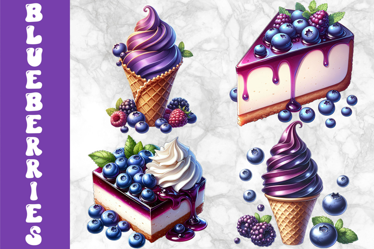 Blueberry Ice Cream Cheesecake Clipart