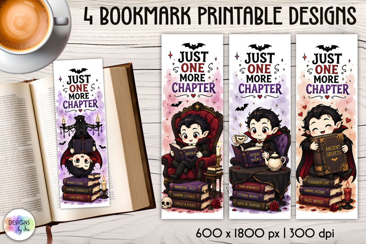 Cute Vampire Bookmarks, Just One More Chapter