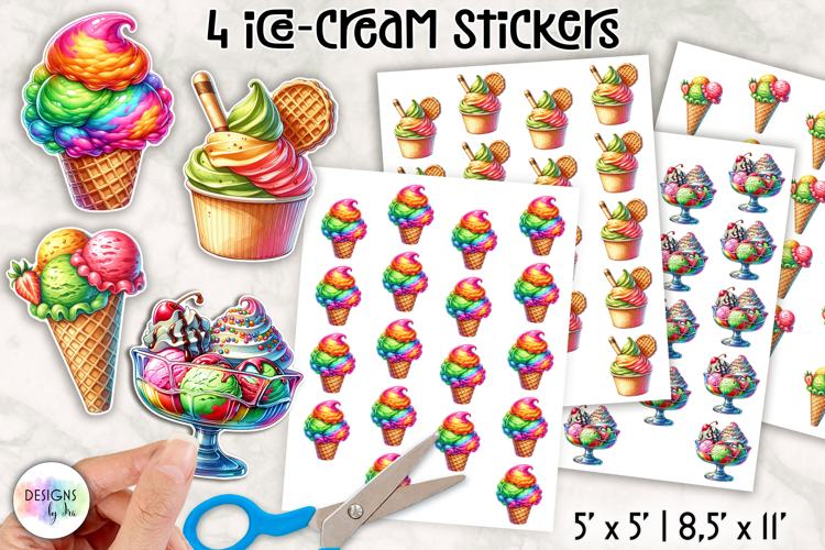 Summer Ice Cream   Popsicle Stickers PNG, Summer Stickers