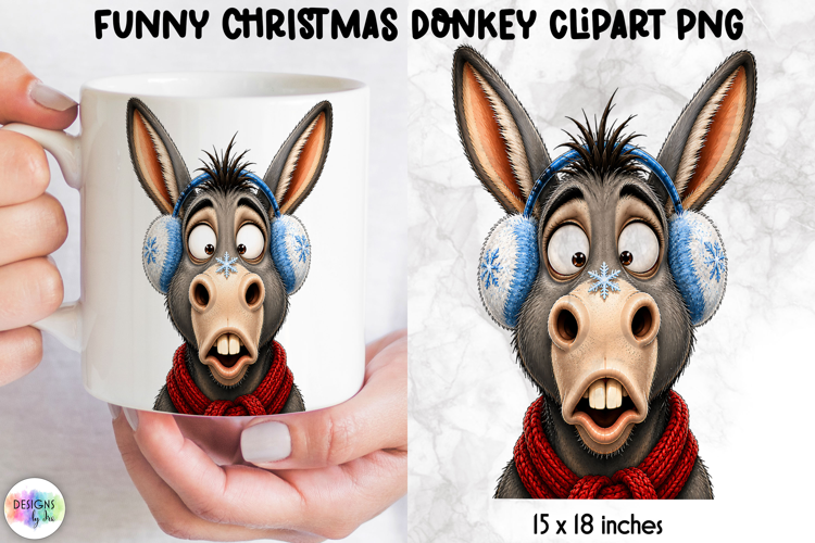 Cold Christmas Donkey PNG, Funny Winter Clipart