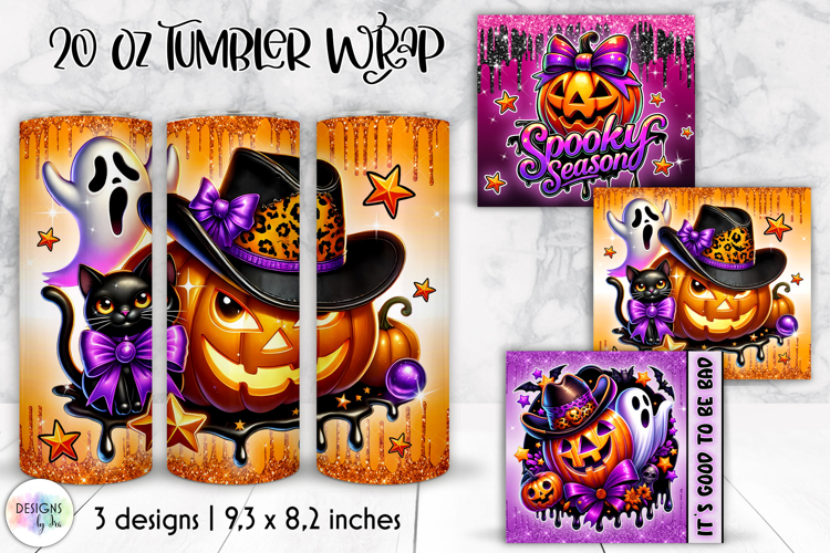 Halloween Tumbler Wraps, Boo Crew Pumpkin Skinny Tumbler
