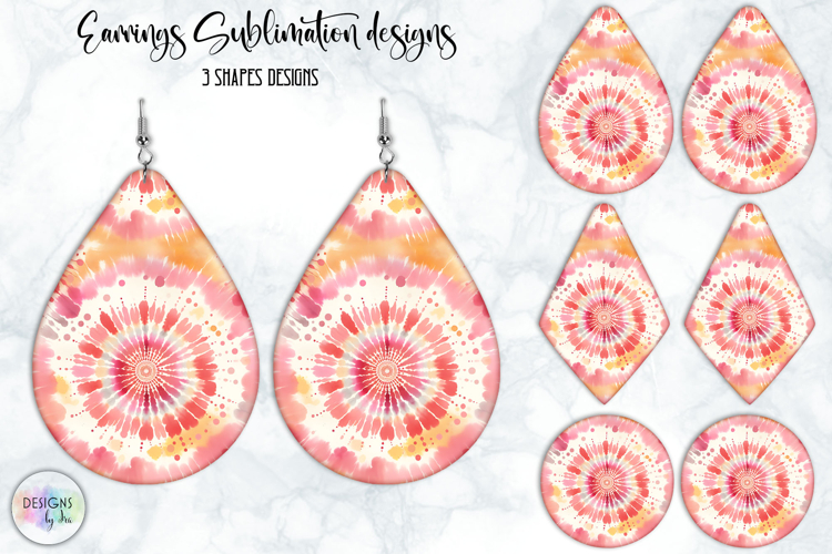 Tie Dye Earrings Sublimation, Boho Teardrop Earrings Print