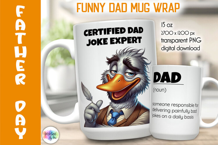Funny Dad Mug Wrap PNG, Certified Dad Joke Expert Print example image 1