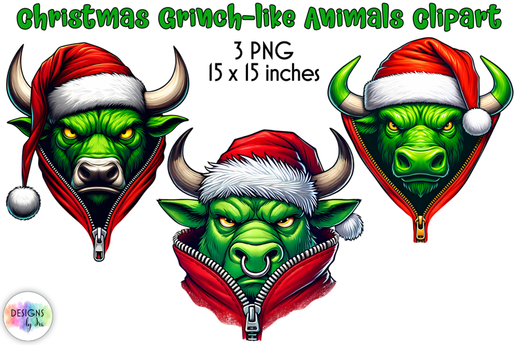 Christmas Animals Clipart, Grinch-like Animals PNG