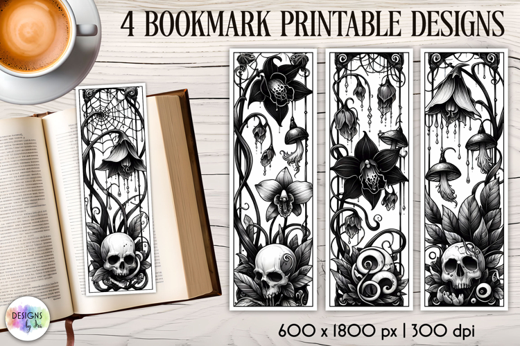 Halloween Bookmarks, Gothic Black and White Bookmarks