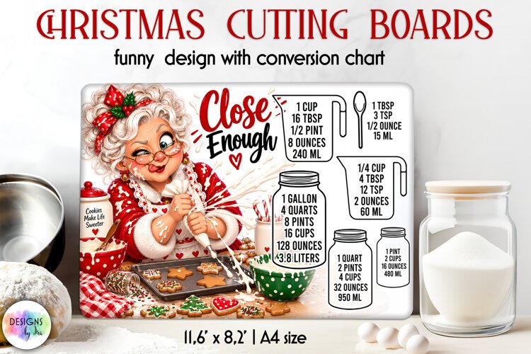 Close Enough Christmas Cutting Board Sublimation example image 1