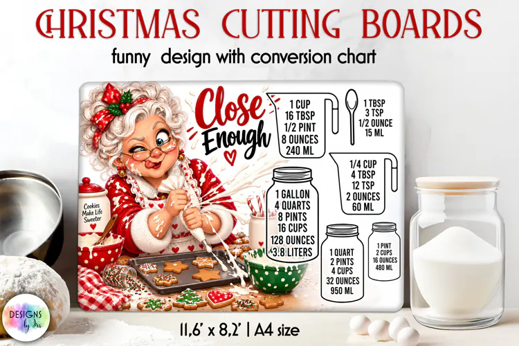 Close Enough Christmas Cutting Board Sublimation