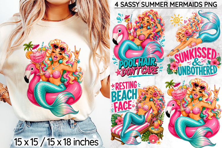 Sassy Summer Mermaid Sublimation, Beach Quotes PNG, Party
