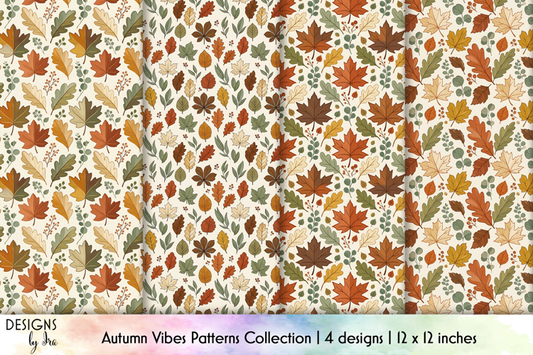 Autumn Leaves Seamless Patterns Digital Paper
