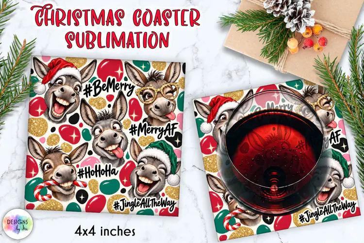 Funny Christmas Donkey Coaster Sublimation