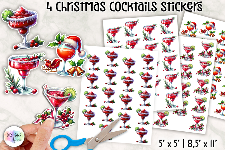 Christmas Cocktail Stickers | Festive Holiday Drinks Sticker