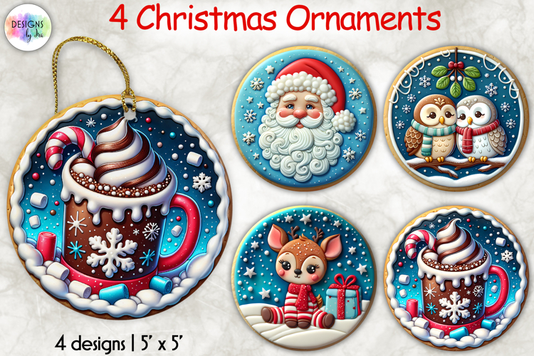 Christmas Ornaments Clipart, Cute Holiday Cookie Ornaments