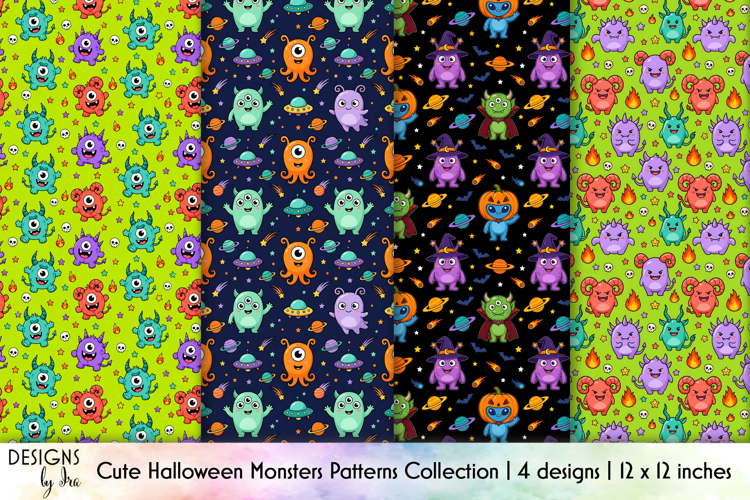 Cute Halloween Monsters Pattern, Alien Monster Collection