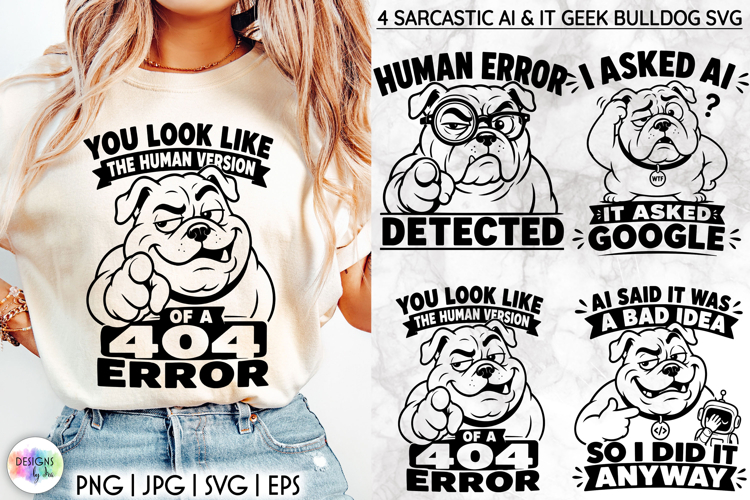 Funny AI Bulldog SVG Collection for Programmers   IT Geeks