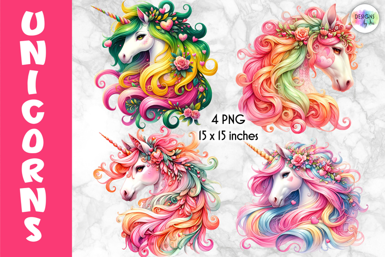 Whimsical Unicorn Clipart, Magical Unicorn Portrait PNG