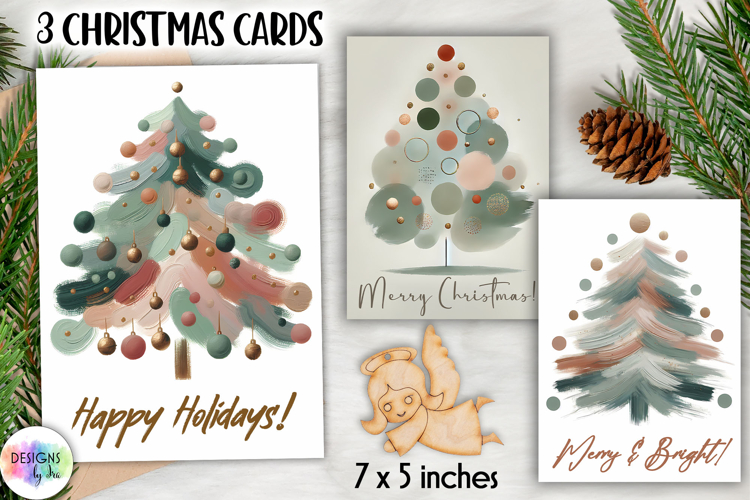 Christmas Tree Greeting Cards, Abstract Christmas Tree Print