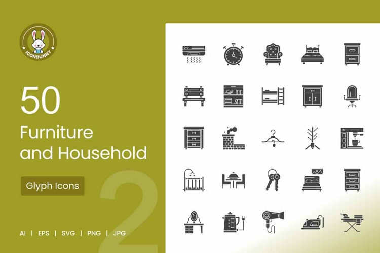 Furniture & Household Glyph Icons