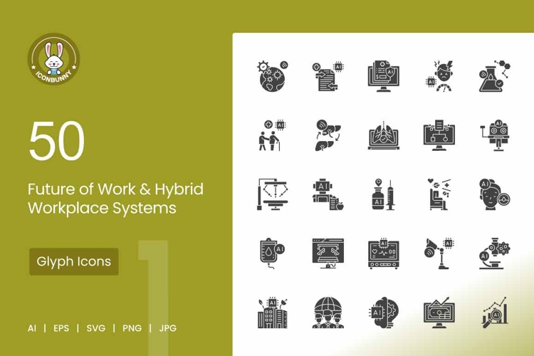 50 Future of Work & Hybrid Workplace Systems Icons