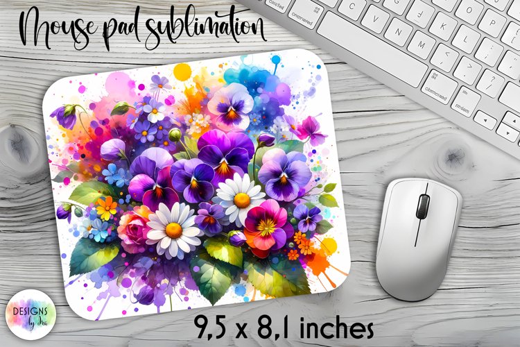 Summer Flowers Mouse Pad. Floral Mouse Pad Design example image 1