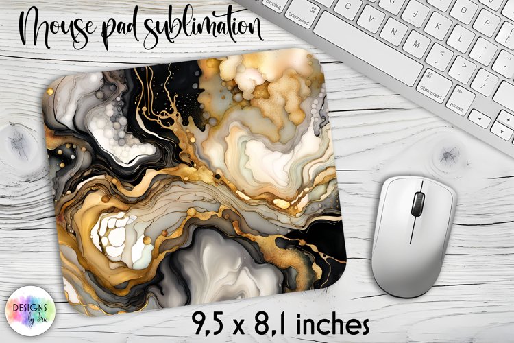 Abstract Fluid Art Mouse Pad, Marble Texture Mouse Pad Print example image 1