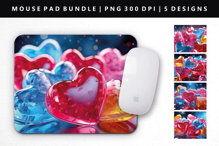 Puff Heart Mouse Pad Design | Mouse Pad Sublimation PNG example image 1