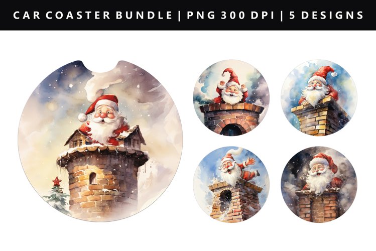 Funny Santa Keychain And Car Coaster Sublimation Design