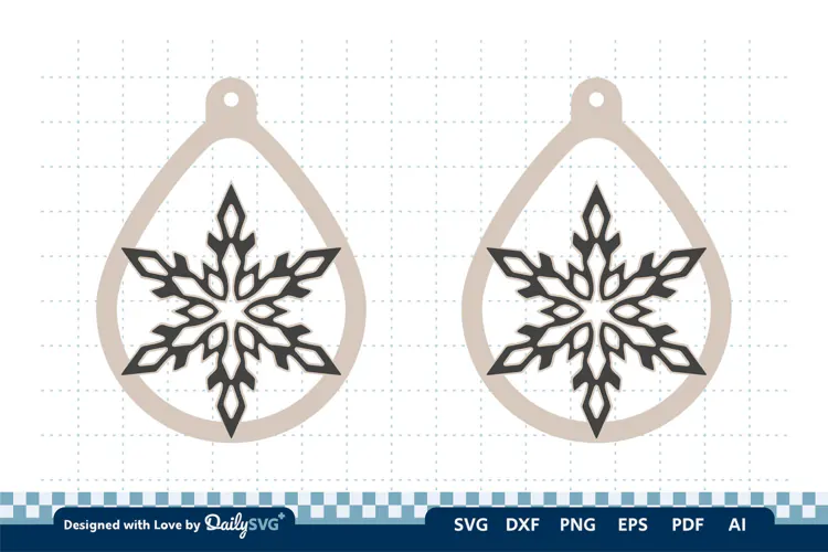 Snowflake Teardrop Earring SVG | Winter Jewelry Cut File