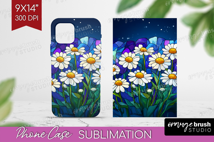 Stained Glass Phone Case PNG - Flowers Case PNG Sublimation