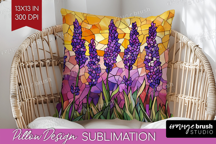 Stained Glass Pillow Sublimation - Flowers Pillow Cover PNG