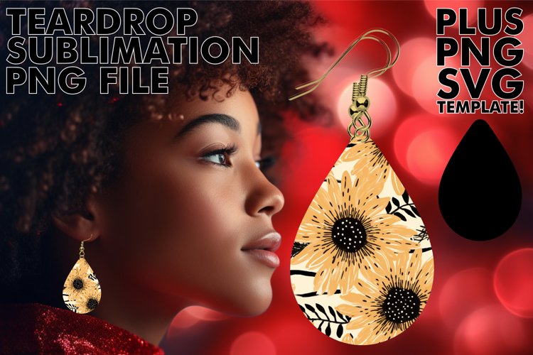 Teardrop Earrings: Sunflower   Leopard Sublimation