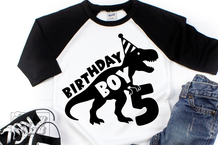 TRex 5th Birthday Boy SVG - Five Dinosaur Shirt Clipart PNG