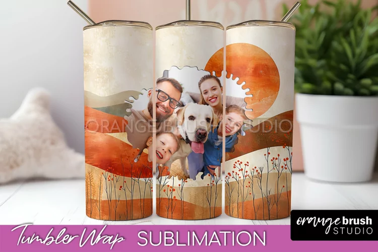 Photo Tumbler Wrap, Boho Family Frame Tumbler Sublimation