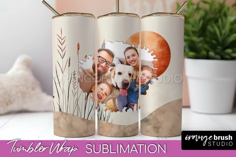 Photo Tumbler Wrap, Boho Family Frame Tumbler Sublimation
