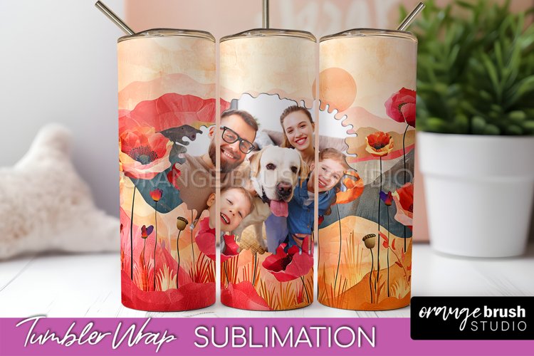 Photo Tumbler Wrap, Boho Family Frame Tumbler Sublimation example image 1