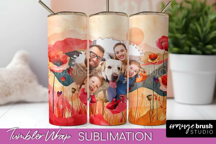 Photo Tumbler Wrap, Boho Family Frame Tumbler Sublimation