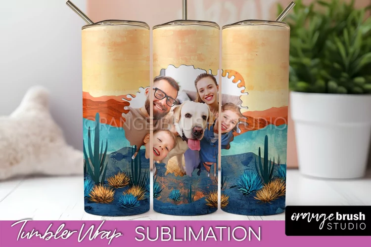 Photo Tumbler Wrap, Boho Family Frame Tumbler Sublimation