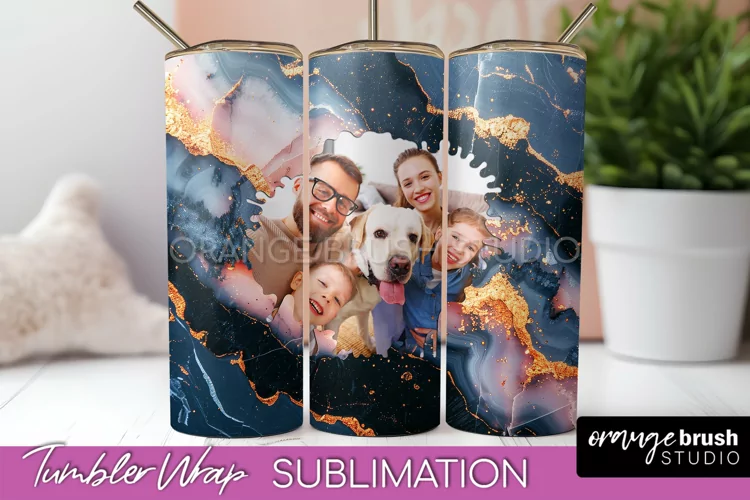 Photo Tumbler Wrap, Marble Family Frame Tumbler Sublimation