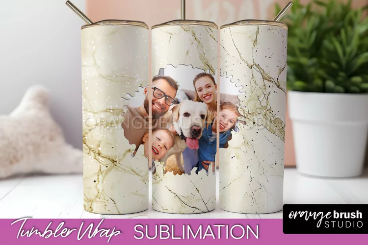 Photo Tumbler Wrap, Marble Family Frame Tumbler Sublimation