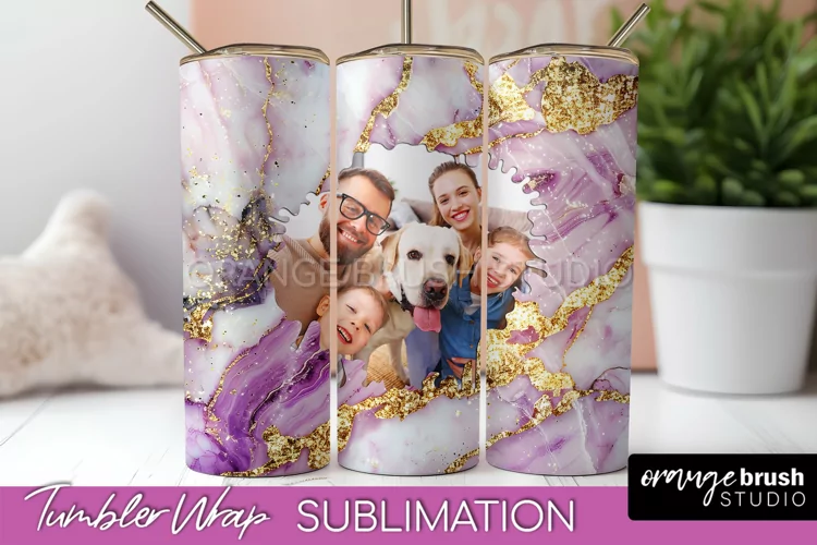 Photo Tumbler Wrap, Marble Family Frame Tumbler Sublimation