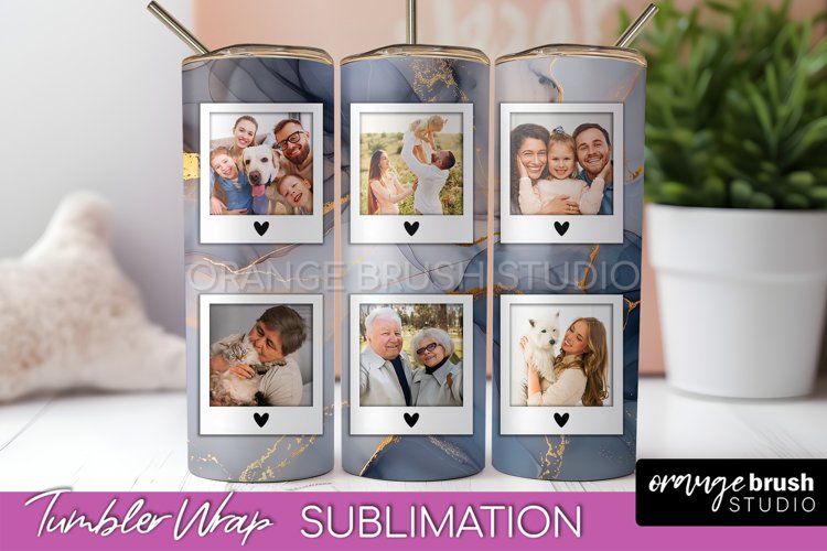 Photo Tumbler Wrap, Marble Family Frame Tumbler Sublimation